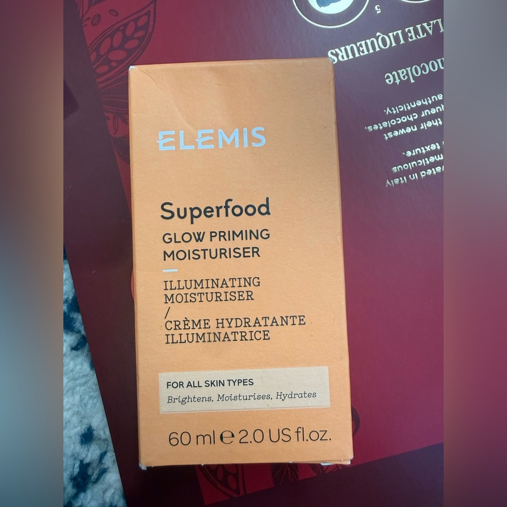 *NEW*2oz*ELEMIS Superfood Glow Priming Moisturiser - Peach Orange Box